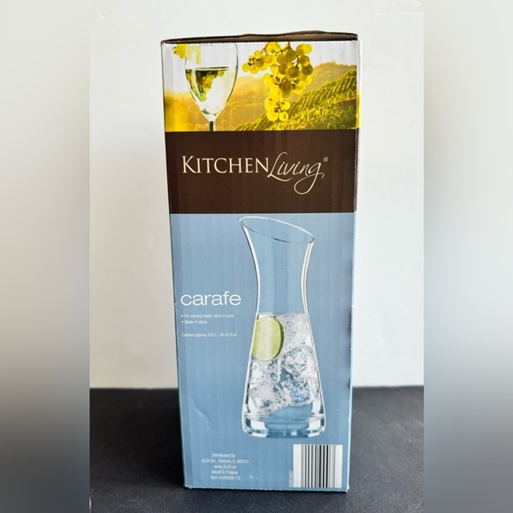 NEW Kitchen Living 10.5" Angled Polished Rim 0.9L Wine Water Glass Carafe - Picture 6 of 10